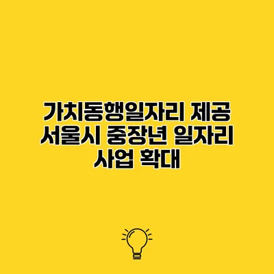가치동행일자리 제공 서울시 중장년 일자리 사업 확대
