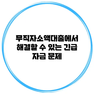 무직자소액대출에서 해결할 수 있는 긴급 자금 문제