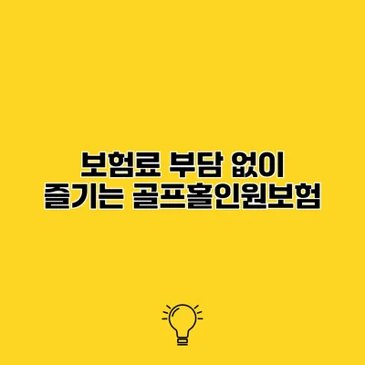 보험료 부담 없이 즐기는 골프홀인원보험