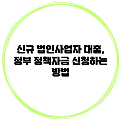 신규 법인사업자 대출, 정부 정책자금 신청하는 방법