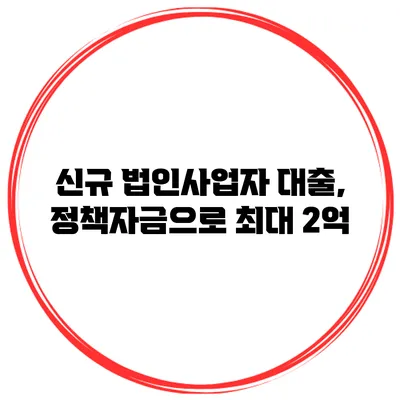 신규 법인사업자 대출, 정책자금으로 최대 2억