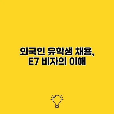 외국인 유학생 채용, E7 비자의 이해