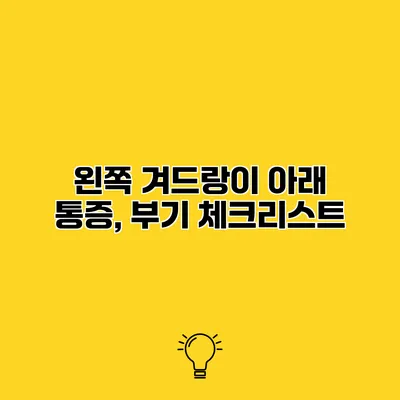 왼쪽 겨드랑이 아래 통증, 부기 체크리스트
