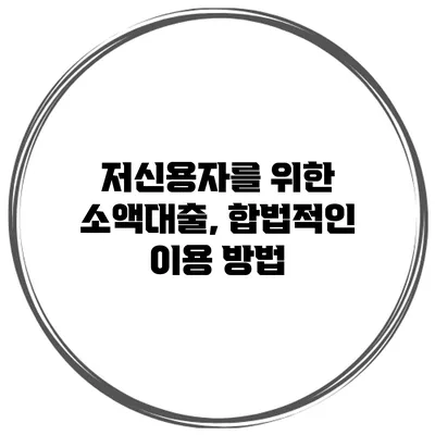 저신용자를 위한 소액대출, 합법적인 이용 방법