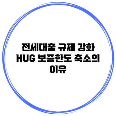 전세대출 규제 강화 HUG 보증한도 축소의 이유