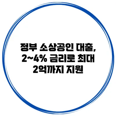정부 소상공인 대출, 2~4% 금리로 최대 2억까지 지원