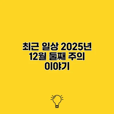 최근 일상 2025년 12월 둘째 주의 이야기